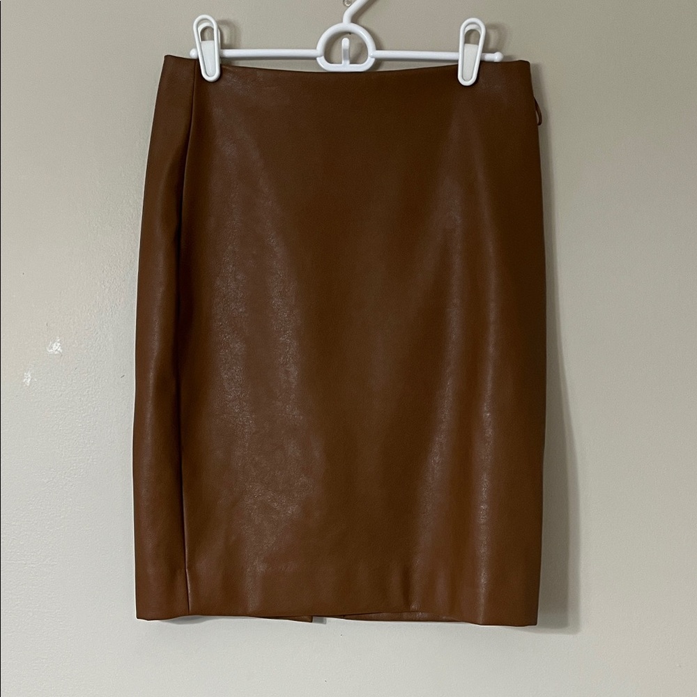 J. Crew Brown Leather Pencil Skirt